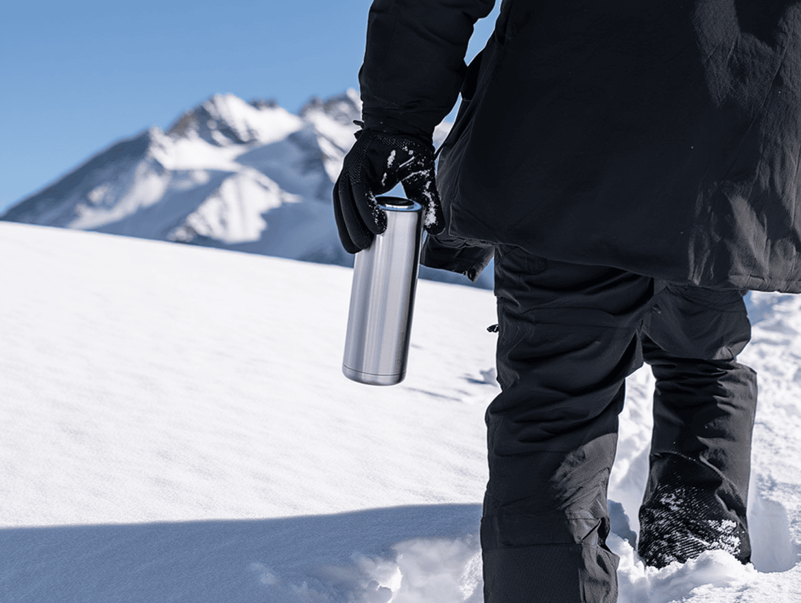 Thermal bottle in snow